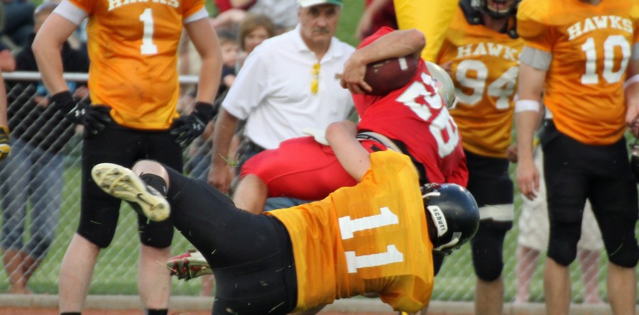 Hawks win third alumni football game