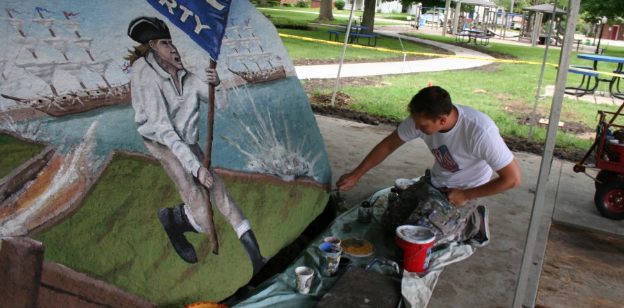 Painting begins on Jasper County Freedom Rock