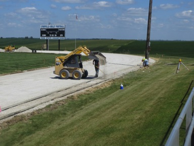 Sidewalk poured around L-S track