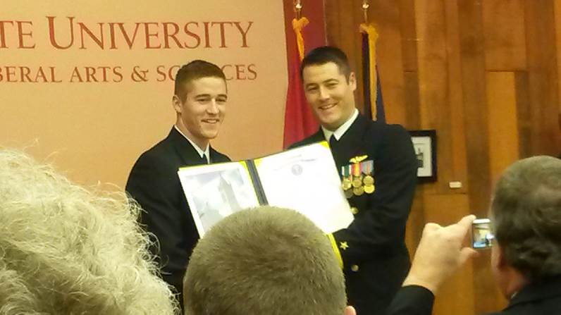Weideman commissioned as an Ensign in the United States Navy