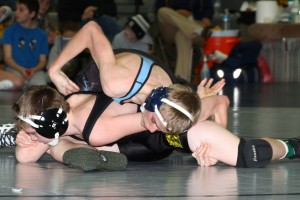 Josh Dunsbergen works toward better positioning.