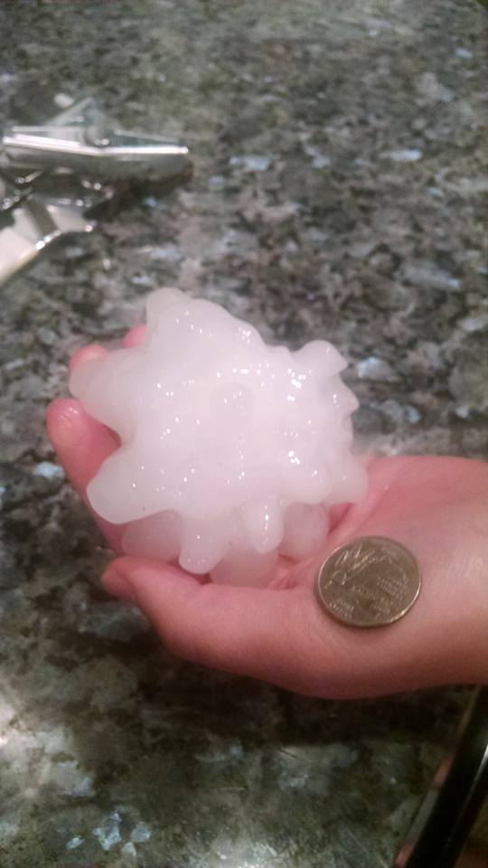 Hail fell south of the area