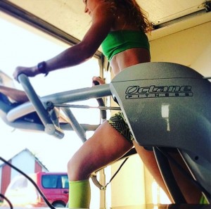 Susie Duke logs miles on an Octane Fitness Zero Runner, a machine that produces a running stride with no impact.