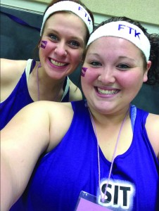 Cierra Stafford (right), a 2012 Lynnville-Sully grad, is pictured with her friend Nicole Niehaus at the 2015 Luther College Dance Marathon.