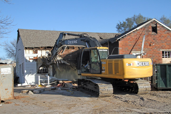 70-year-old fire-damaged building removed