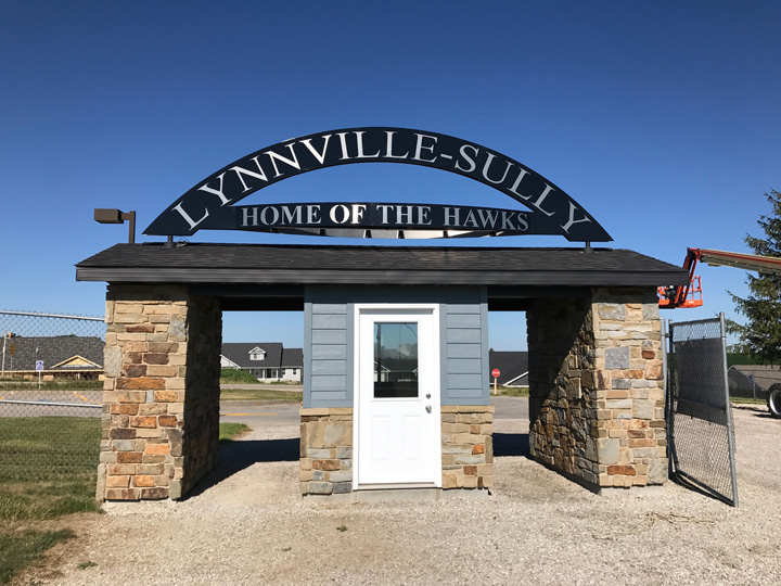 Custom archway installed at L-S football field