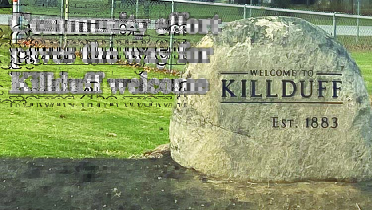 Engraved rock welcomes visitors to Killduff