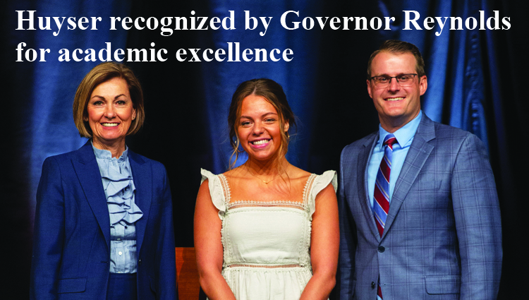 Huyser recognized by Governor Reynolds for academic excellence