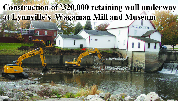 Construction of $320,000 retaining wall underway at Lynnville’s Wagaman Mill and Museum