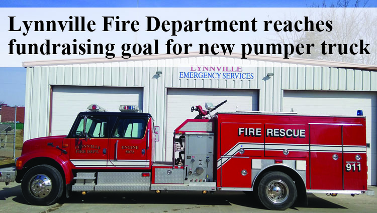 Lynnville Fire Department reaches fundraising goal for new pumper truck