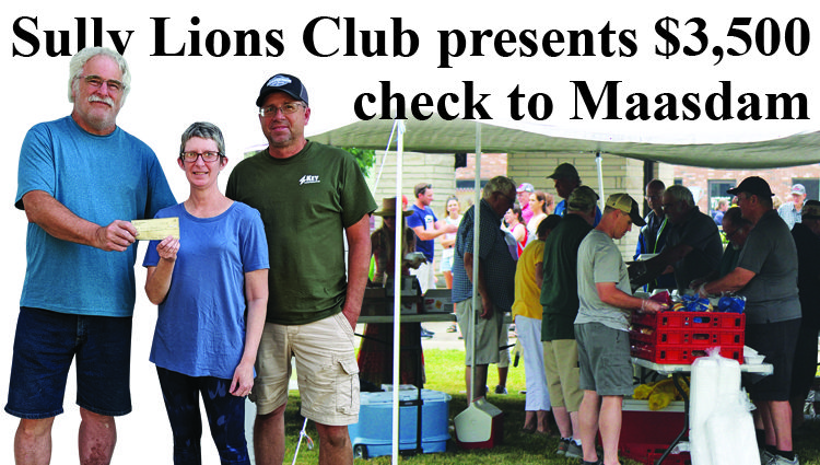 Sully Lions Club presents $3,500 check to Maasdam family