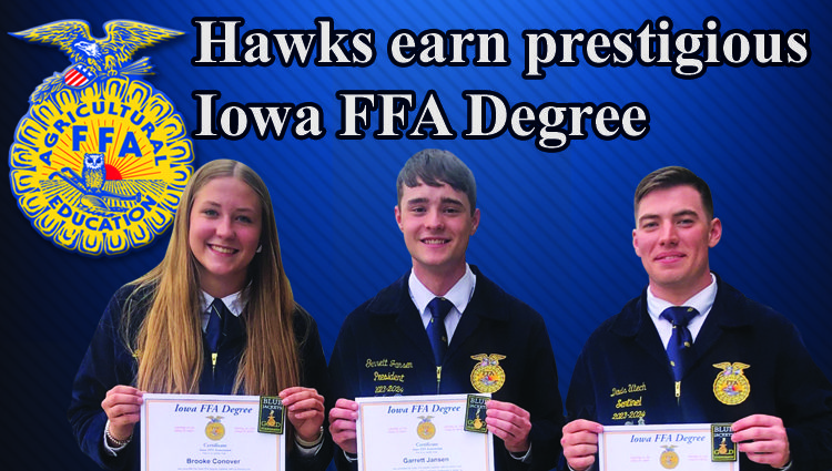 Conover, Jansen, and Utech earn Iowa FFA Degrees