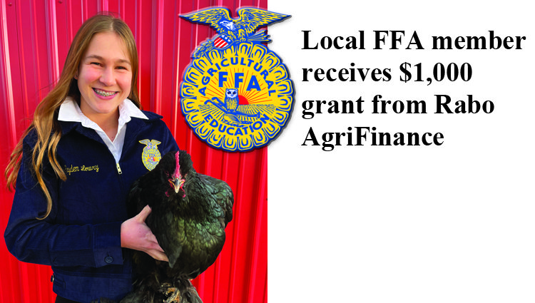 Local FFA member receives grant from Rabo AgriFinance