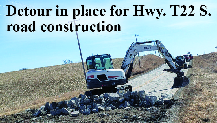Detour in place for Hwy. T-22 S. road construction
